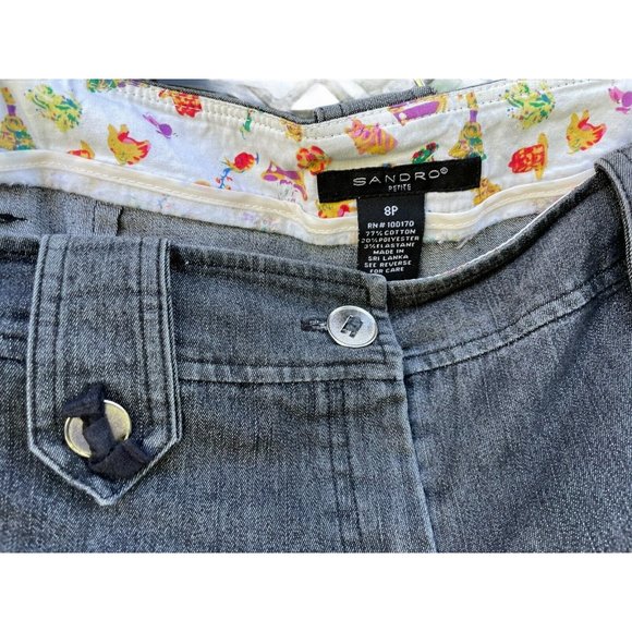 Y2K 2000's Sandro Button Bermuda Capri Shorts GRAY Posh Spice Girls Quiet Luxury - Picture 2 of 5